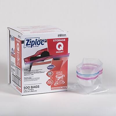 Ziploc STORAGE Q QUART  
500 BAGS  
(17.2 cm x 18.5 cm)  
BPA FREE  
COMMERCIAL PACK  
CAUTION