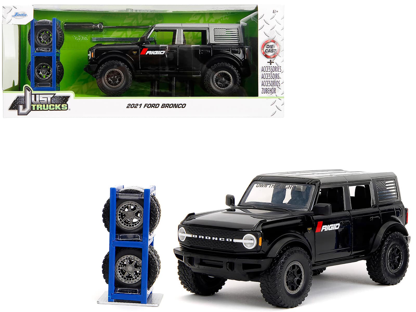"2021 Ford Bronco Badlands Black ""Rigid"" with Extra Wheels ""Just Trucks"" Series 1/24 Diecast Model Car by Jada" price history on PriceWatchPro