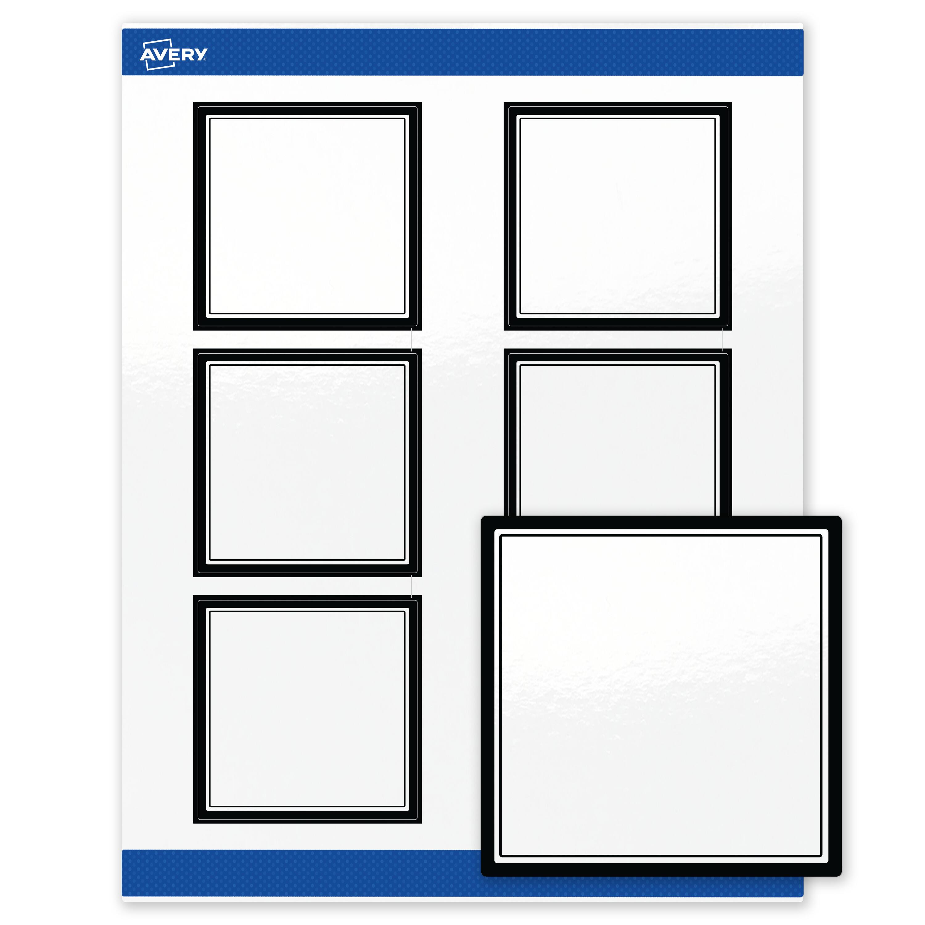 Front. Avery - Avery Labels, 3" x 3", Glossy White, Double Black Border - White.