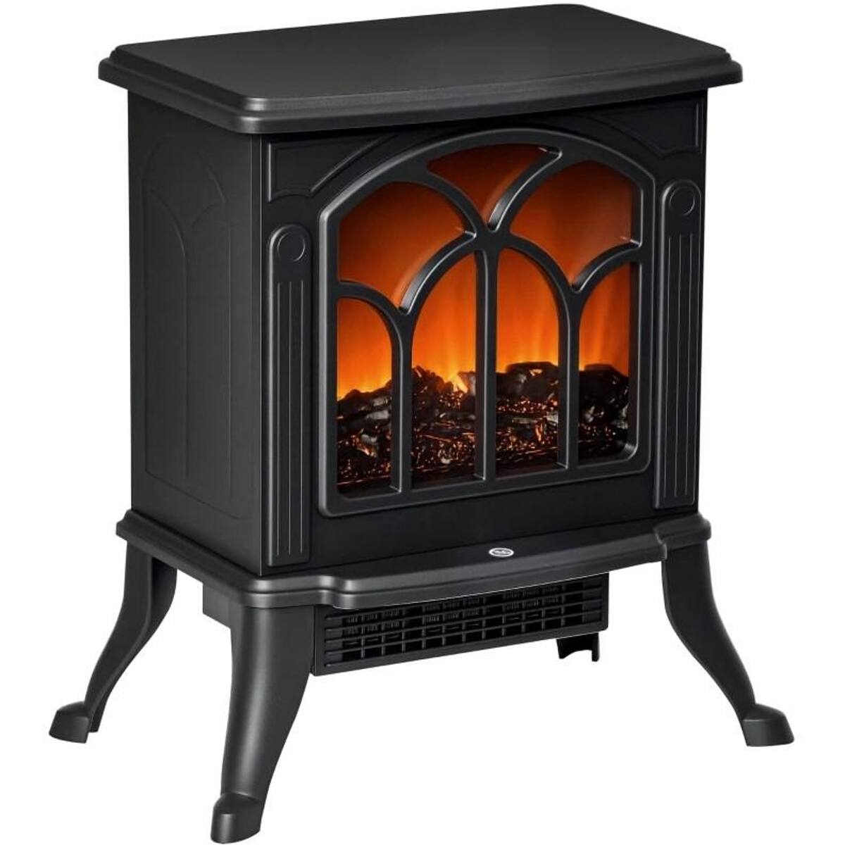Angle. Loheer - Loheer Freestanding Electric Fireplace Stove 1500W Portable Heater Black Indoor Fireplace - Black.