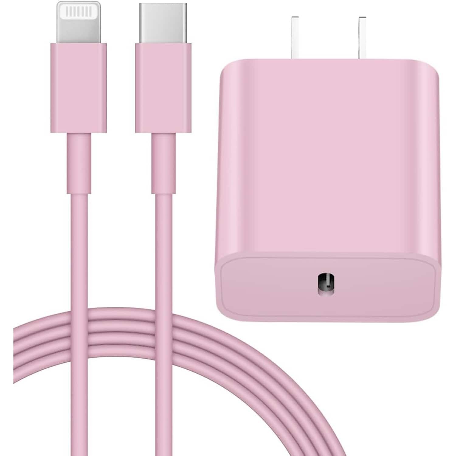 Front. MOSZAR LLC - 20W USB-C Fast Charger with 6Ft Cable for iPhone & iPad – Pink - Pink.