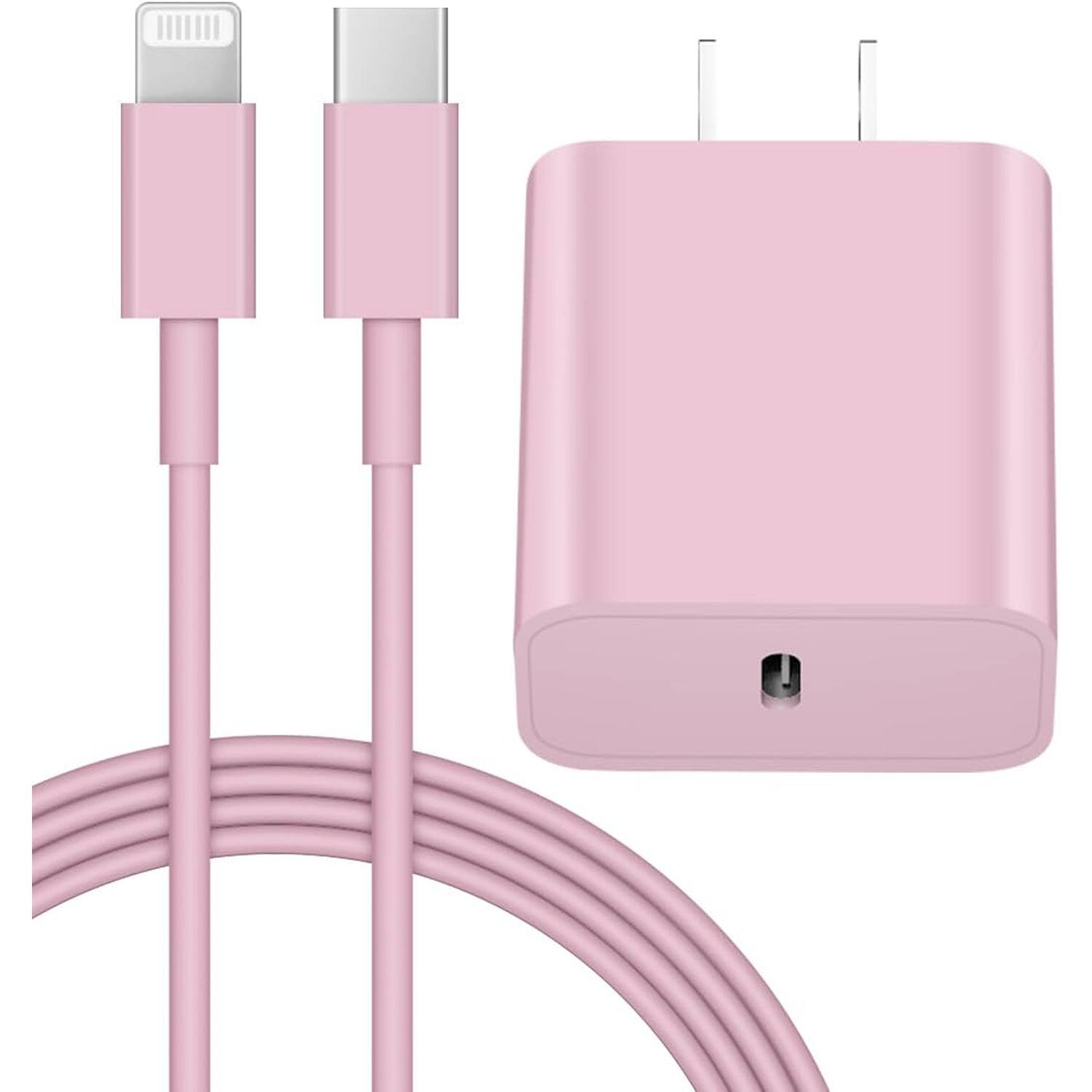 MOSZAR LLC - 20W USB-C Fast Charger with 6Ft Cable for iPhone & iPad – Pink - Pink