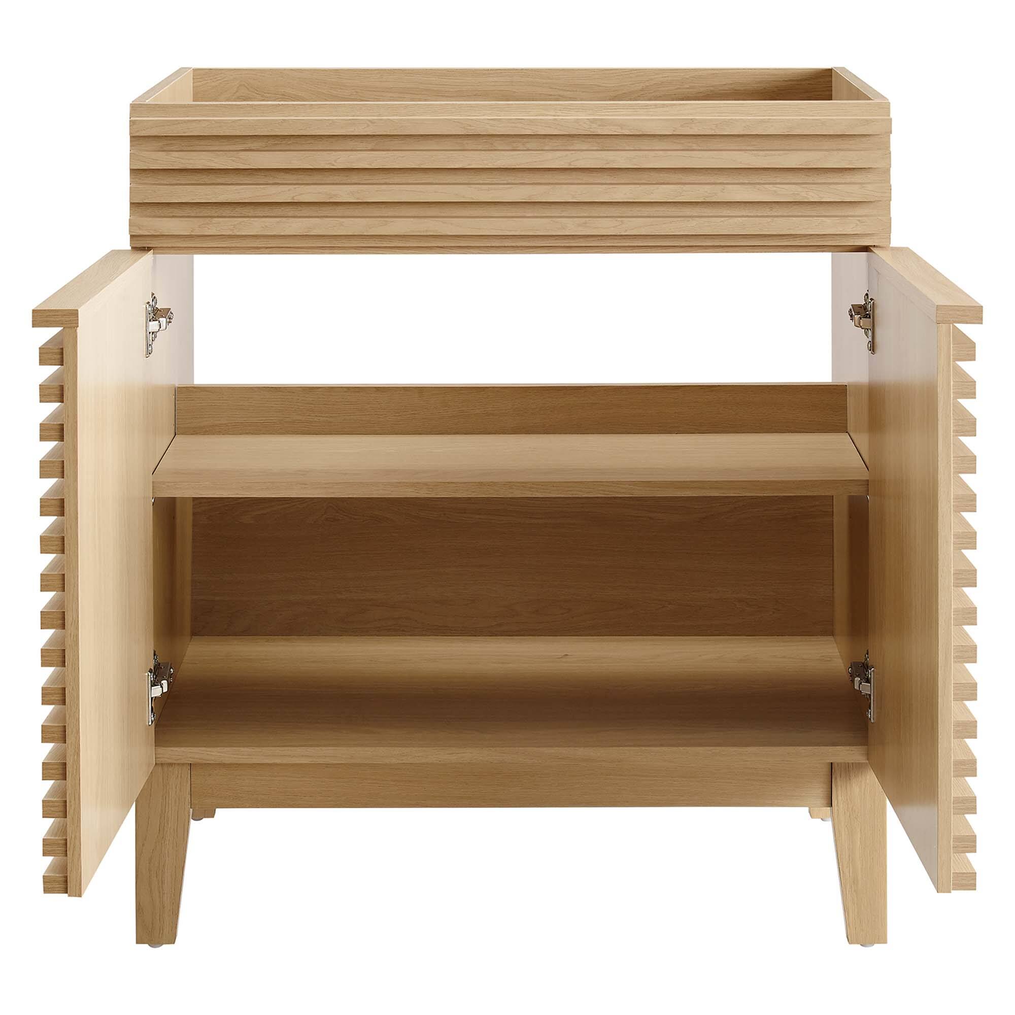 Alt View 4. Modway - Render 30" and 36" Bathroom Cabinets Basin Not Included - Oak.