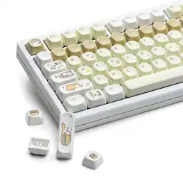 Womier - Cute Theme PBT Keycaps, MOA Profile Round Keyboard Keycaps, Custom Keycaps for All ANSI US Layout Mechanical Keyboard - cutecat-137 Keys