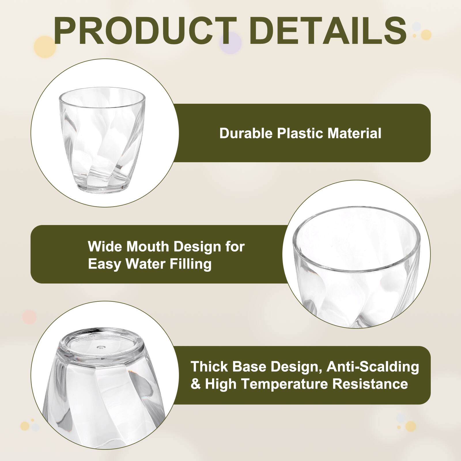 PRODUCT DETAILS

- Durable Plastic Material
- Wide Mouth Design for Easy Water Filling
- Thick Base Design, Anti-Scalding & High Temperature Resistance