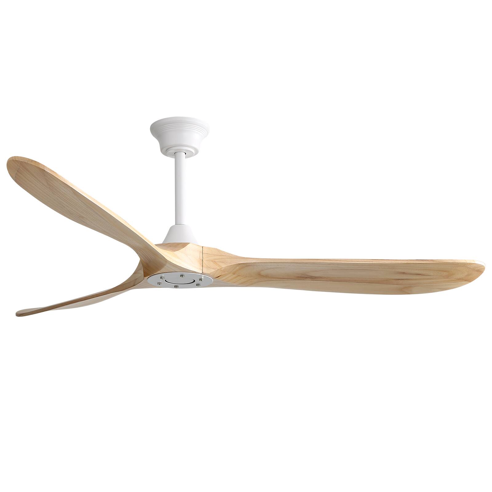 Back. Sofucor - Sofucor 60 Inch Modern Ceiling Fan No Light DC Motor 3 Solid Wood Blades Ceiling Fan With Remote Farmhouse Ceiling Fans - Nickel Wood.