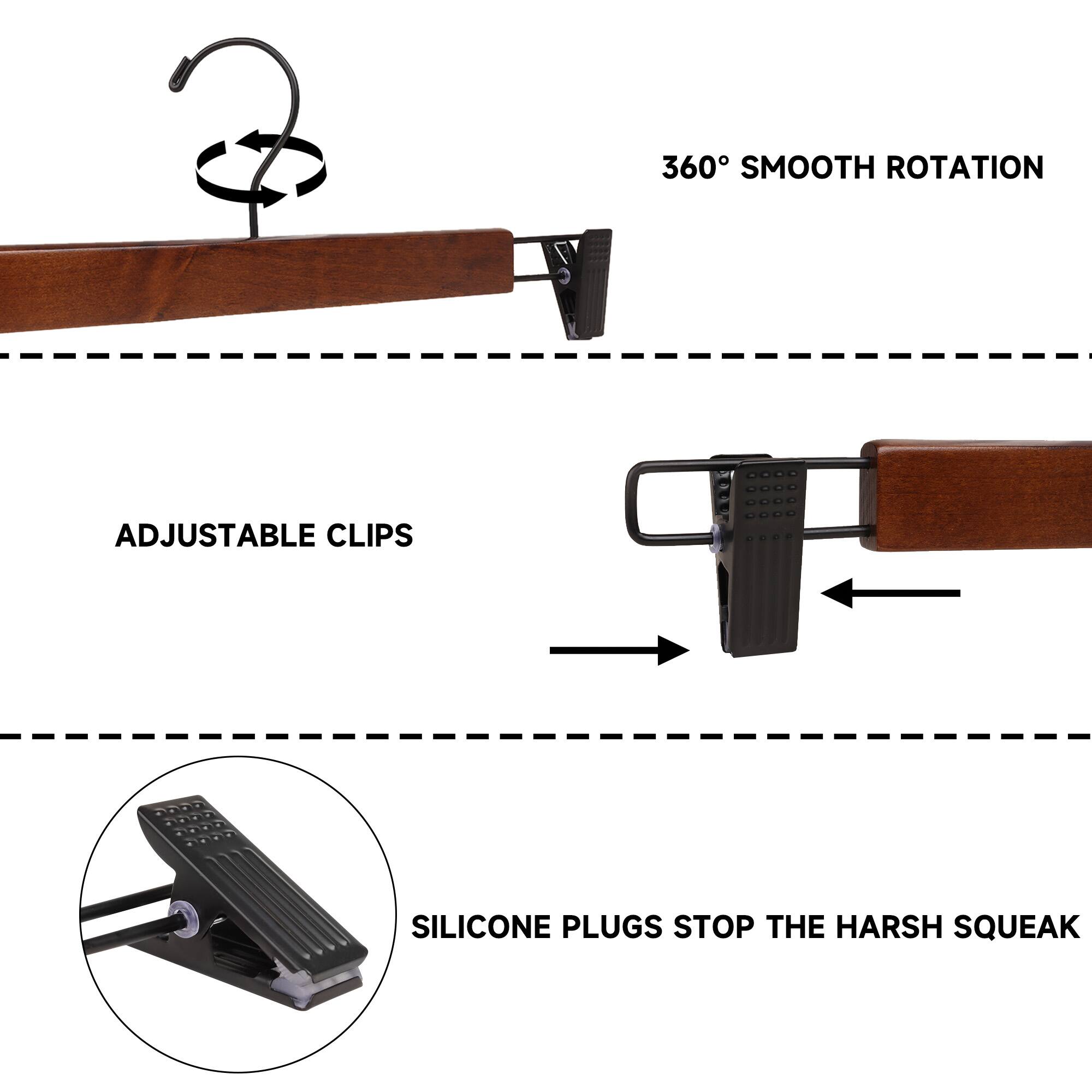 360° SMOOTH ROTATION

ADJUSTABLE CLIPS

SILICONE PLUGS STOP THE HARSH SQUEAK