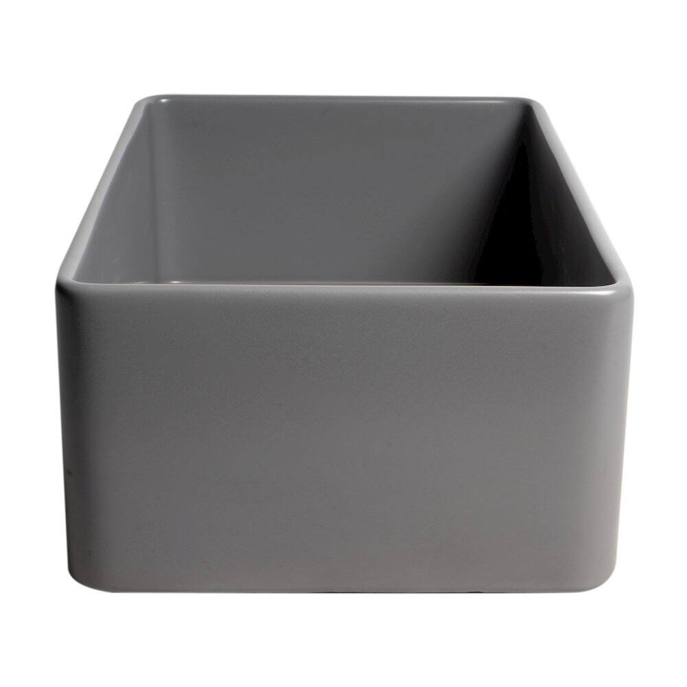 Alt View 5. Alfi - ALFI brand Gray Matte Smooth Apron 33 x 18 Single Bowl Fireclay Farm Sink - Gray.