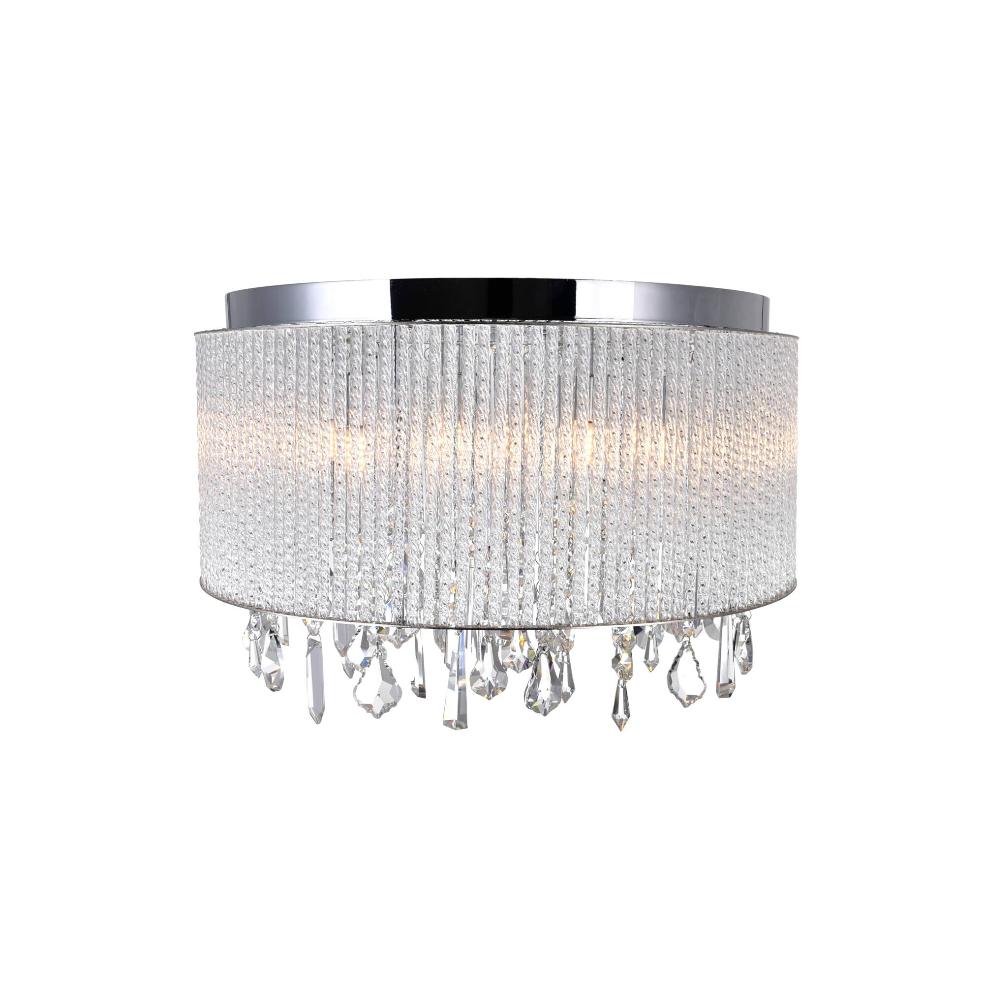 Angle. CWI Lighting - Benson 9 Light Drum Shade Flush Mount With Chrome Finish - Chrome.