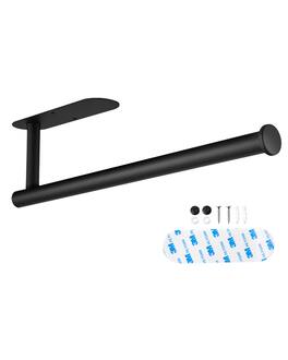 VEVOR - Paper Towel Holder Under Cabinet, High-Quality Stainless Steel, Self Adhesive or Drilling Paper Towel Holder - Black
