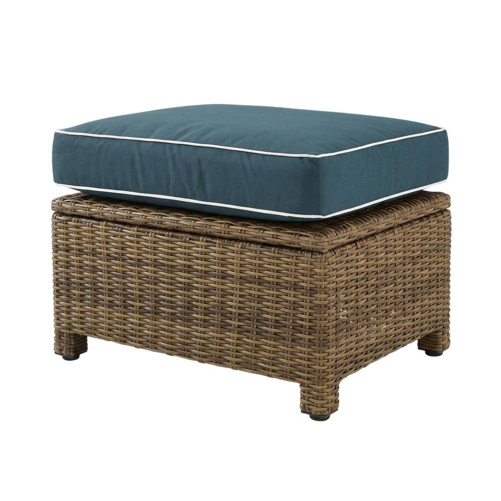 Front. Crosley Furniture - Bradenton Wicker Outdoor Ottoman - Navy.