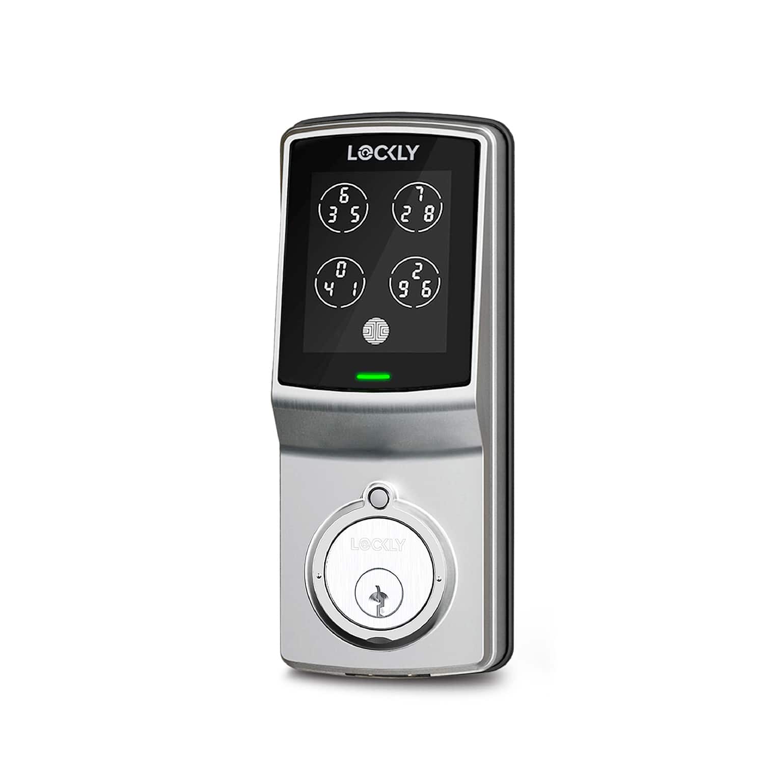Lockly - Model 7S Deadbolt Smart Lock with Touchscreen/Key Access/Auto Lock/Bluetooth App Control - Satin Nickel - Front_Zoom