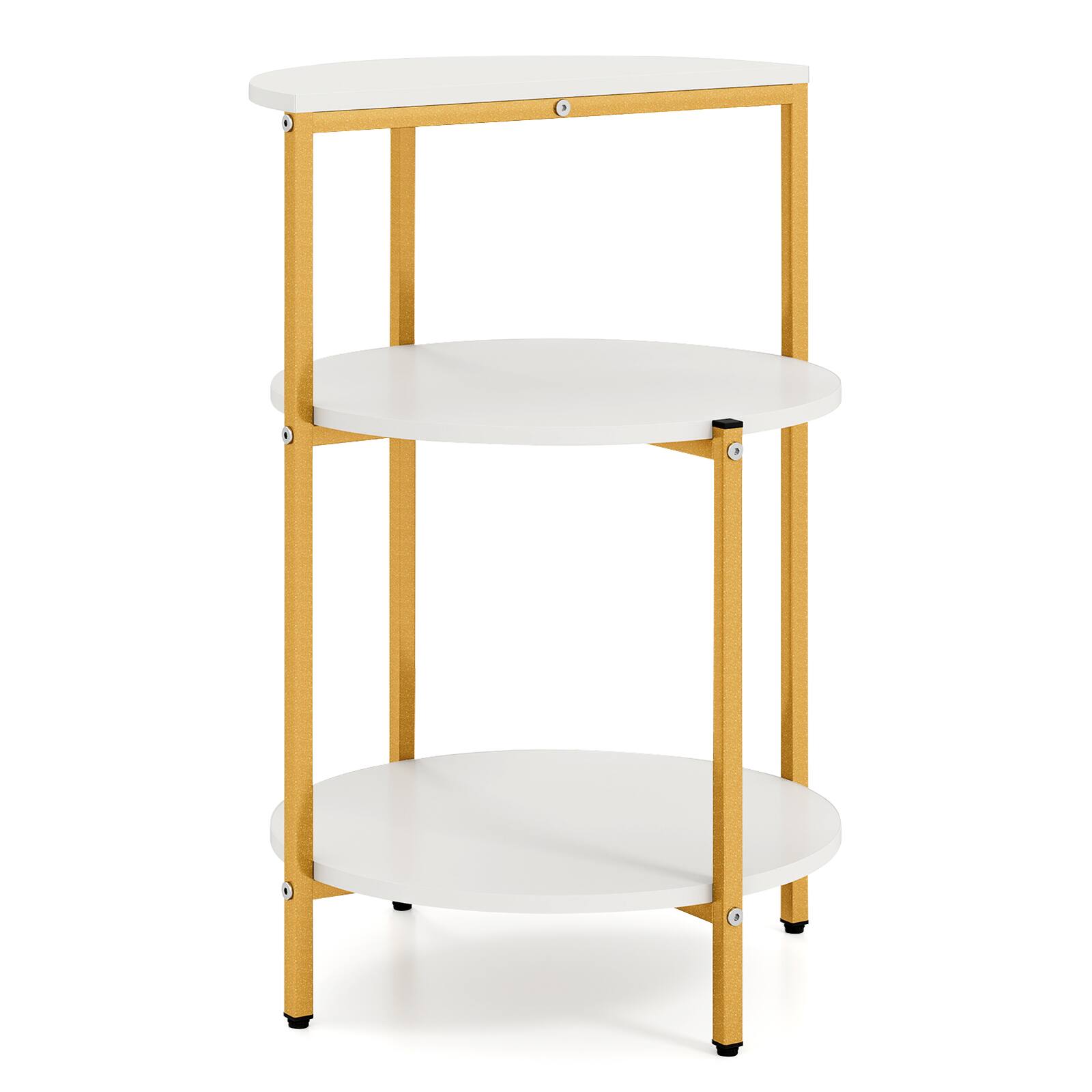 Alt View 8. Gymax - Gymax 3-Tier Side Table Round End Table w/Storage Shelves Metal Frame for Bedroom - White.