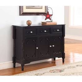 Hivvago - Solid Wood Finish Sideboard Console Table with Storage Drawers - Black