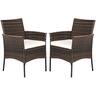 Costway - Patio 2PCS Rattan Arm Dining Chair Cushioned Sofa Furniture - Brown,White