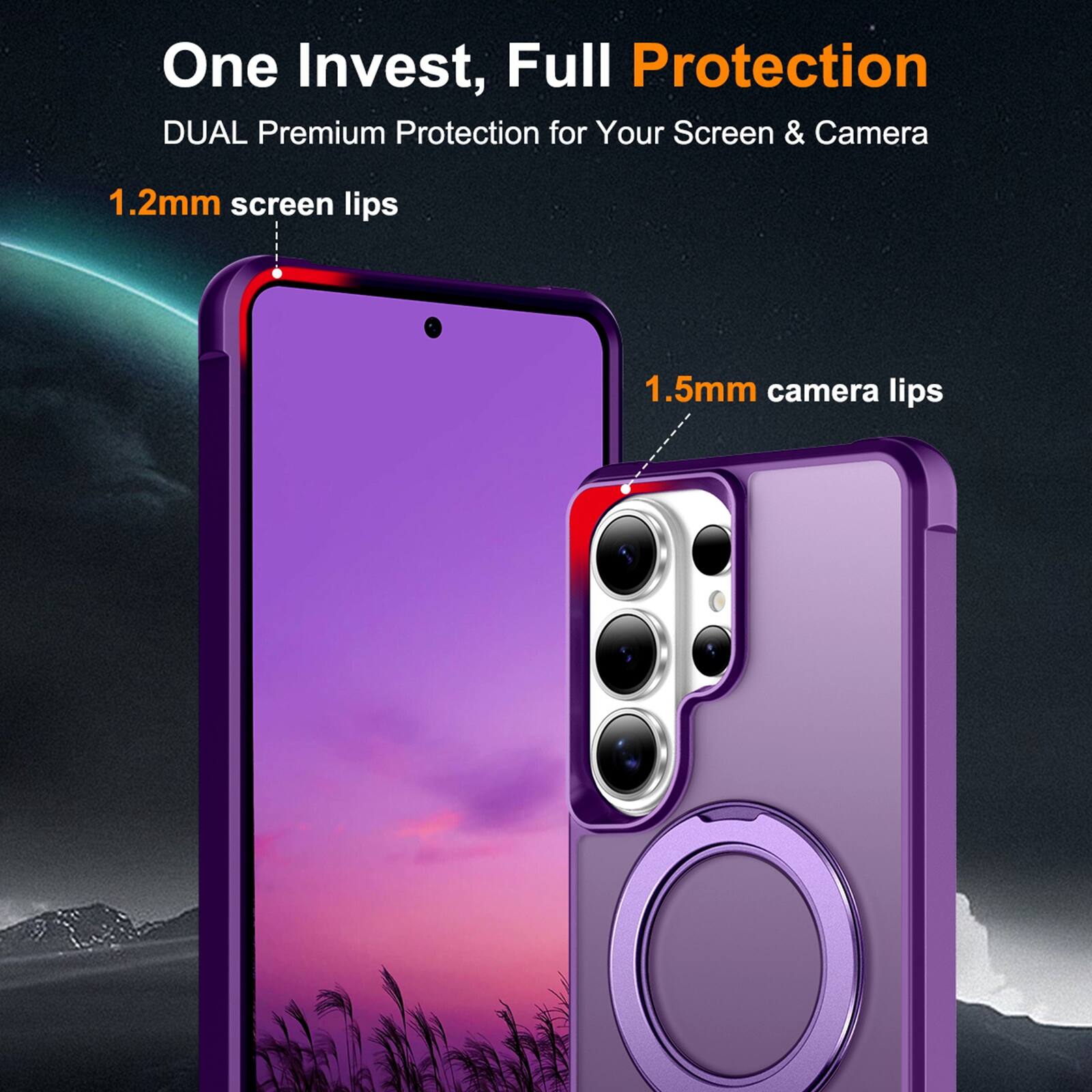 One Invest, Full Protection  
DUAL Premium Protection for Your Screen & Camera  
1.2mm screen lips  
1.5mm camera lips