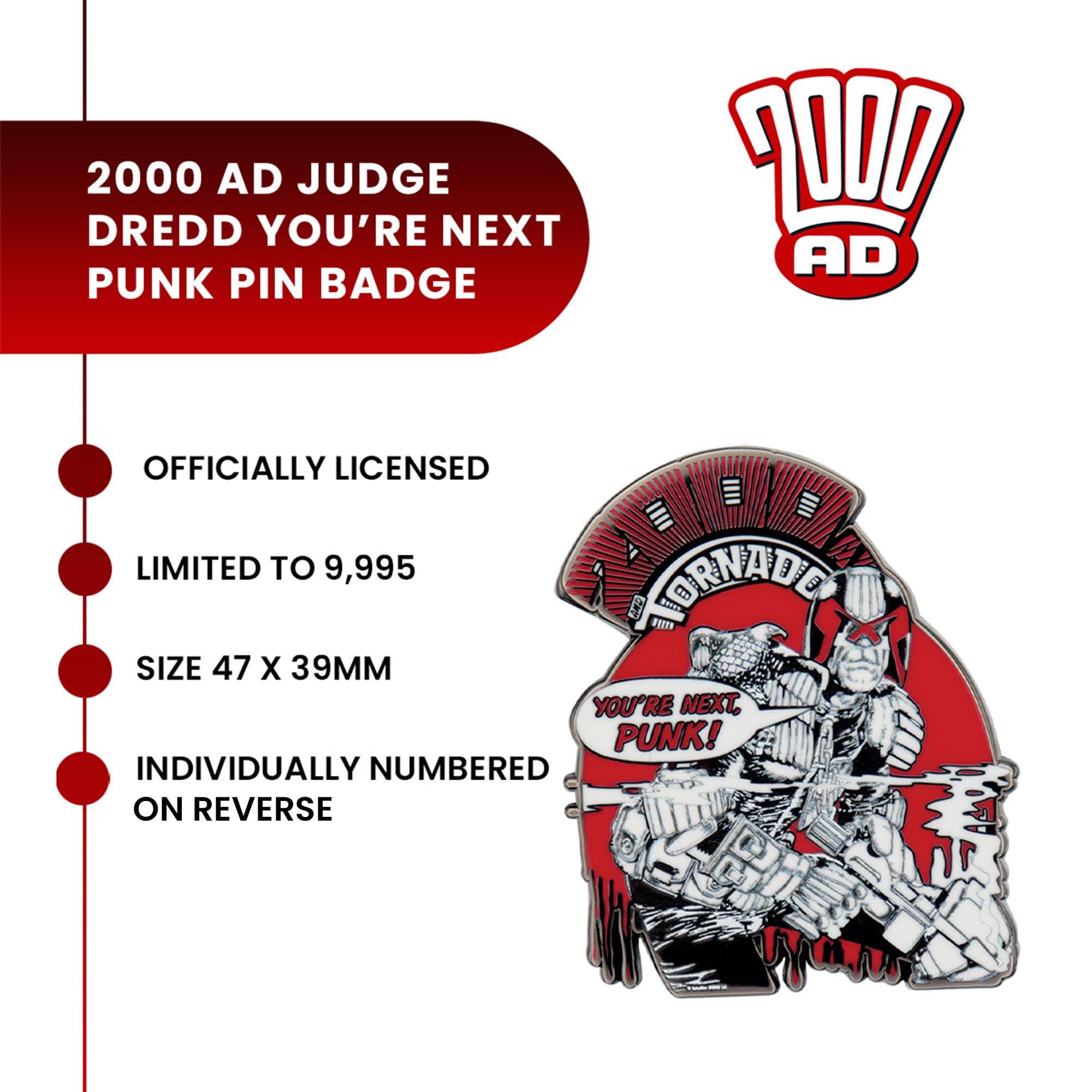 PopMarket 2000 AD Limited Edition Pin Badge Judge Dredd You're