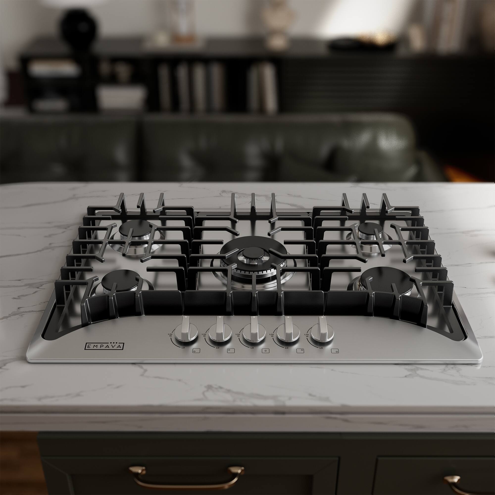 Alt View 3. Empava - 30 in. 5 Burners Recessed Natural Gas Cooktop - Stainless Steel.