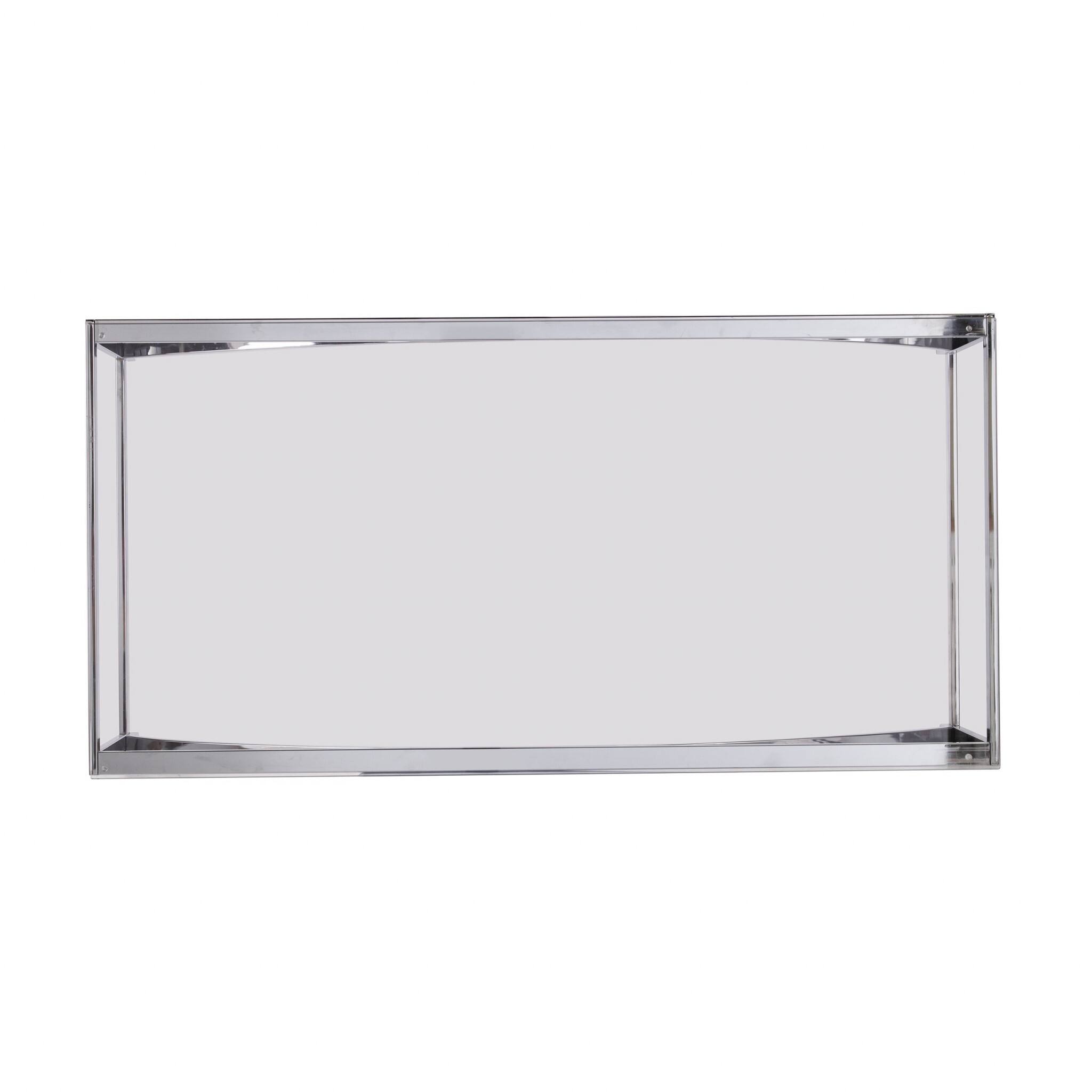 Back. Hivvago - Hivvago 48 Inch Glass And Metal Rectangular Coffee Table - Silver.