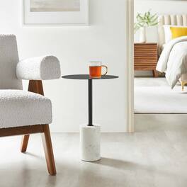 Lyric Round Side Table by Modway - White Black