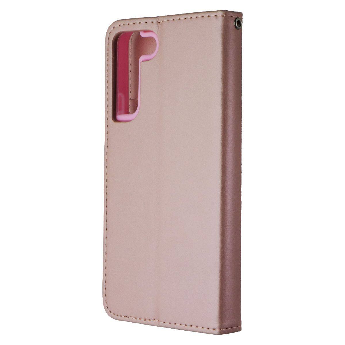 Front. Mybat - Mybat MyJacket Wallet Case for Samsung Galaxy (S22+) - Rose Gold Leather - Pink.
