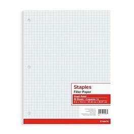 Staples - Graph Ruled Filler Paper, 8" x 10.5", 3-Hole Punched, 80 Sheets/Pack - White