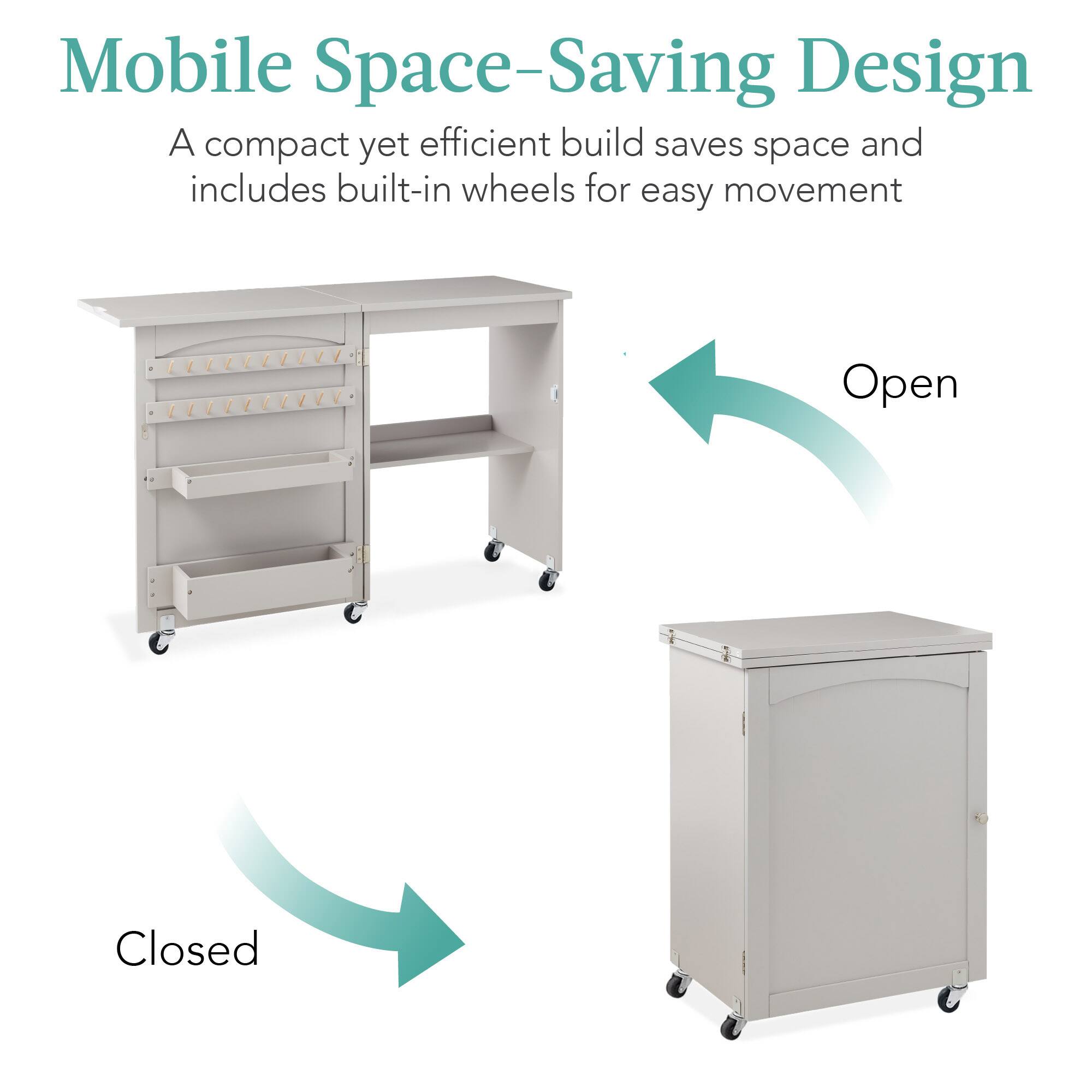 Mobile Space-Saving Design

A compact yet efficient build saves space and includes built-in wheels for easy movement.

Open

Closed