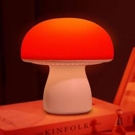 Luckbyte - 630nm Red Light Sleep Aid Mushroom Lamp, Dimmable Bedside Night Light with 30-Min Timer & Touch Control, White