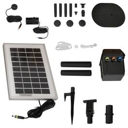 Sunnydaze - 66 GPH Solar Pump and Panel Kit with Battery and Light - Black