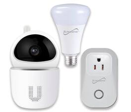Supersonic - 3-Pc. Smart Home Starter Kit with WiFi enabled: HD Camera, Plug, & Bulb - White