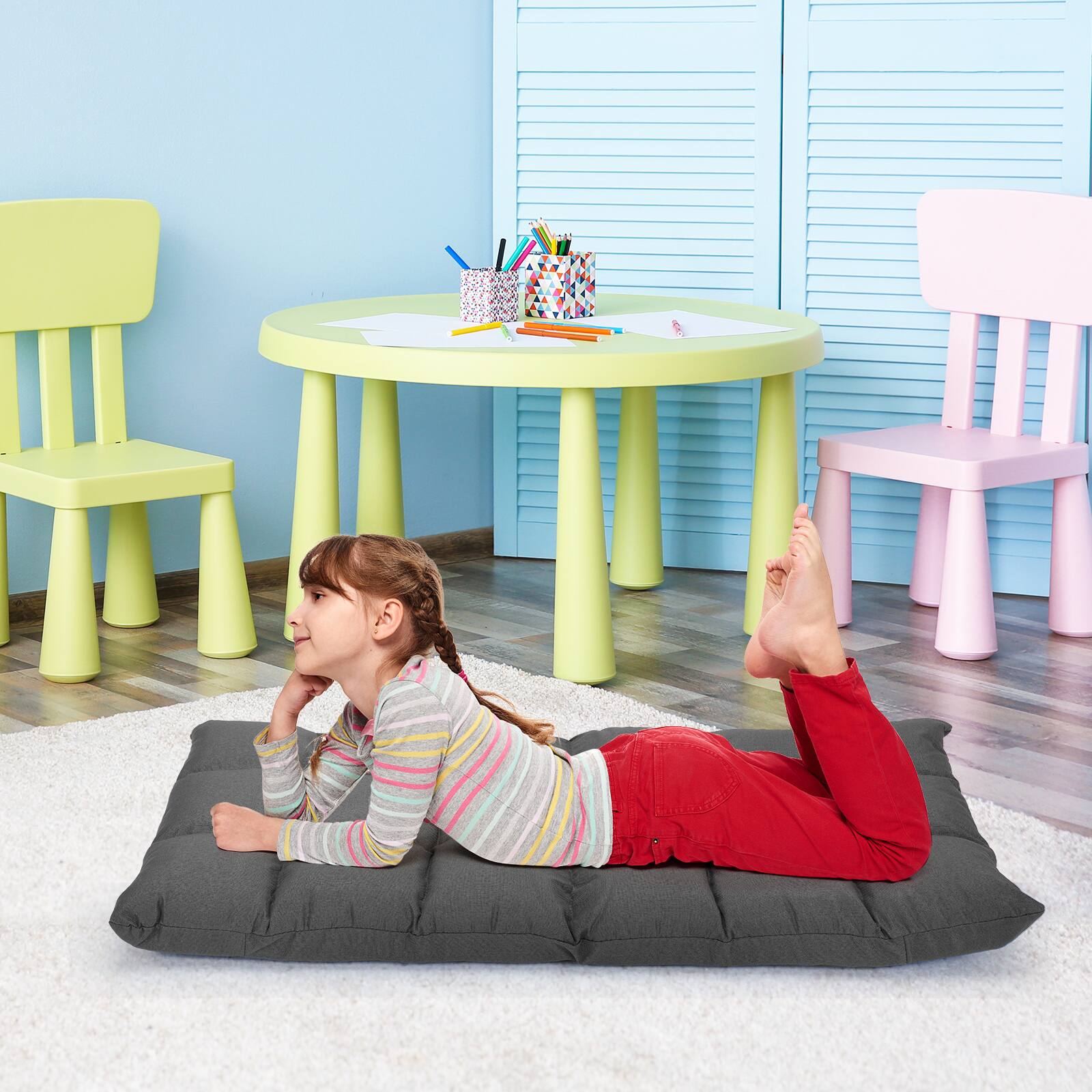 Alt View 4. Gymax - Gymax Adjustable 14-Position Floor Chair Folding Lazy Gaming Sofa Lounge Chair Gray - Gray.