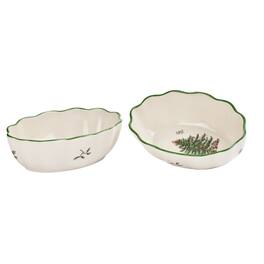 Spode - Christmas Tree Collection Fluted Oval Dishes - Set of 2 - Multicolored
