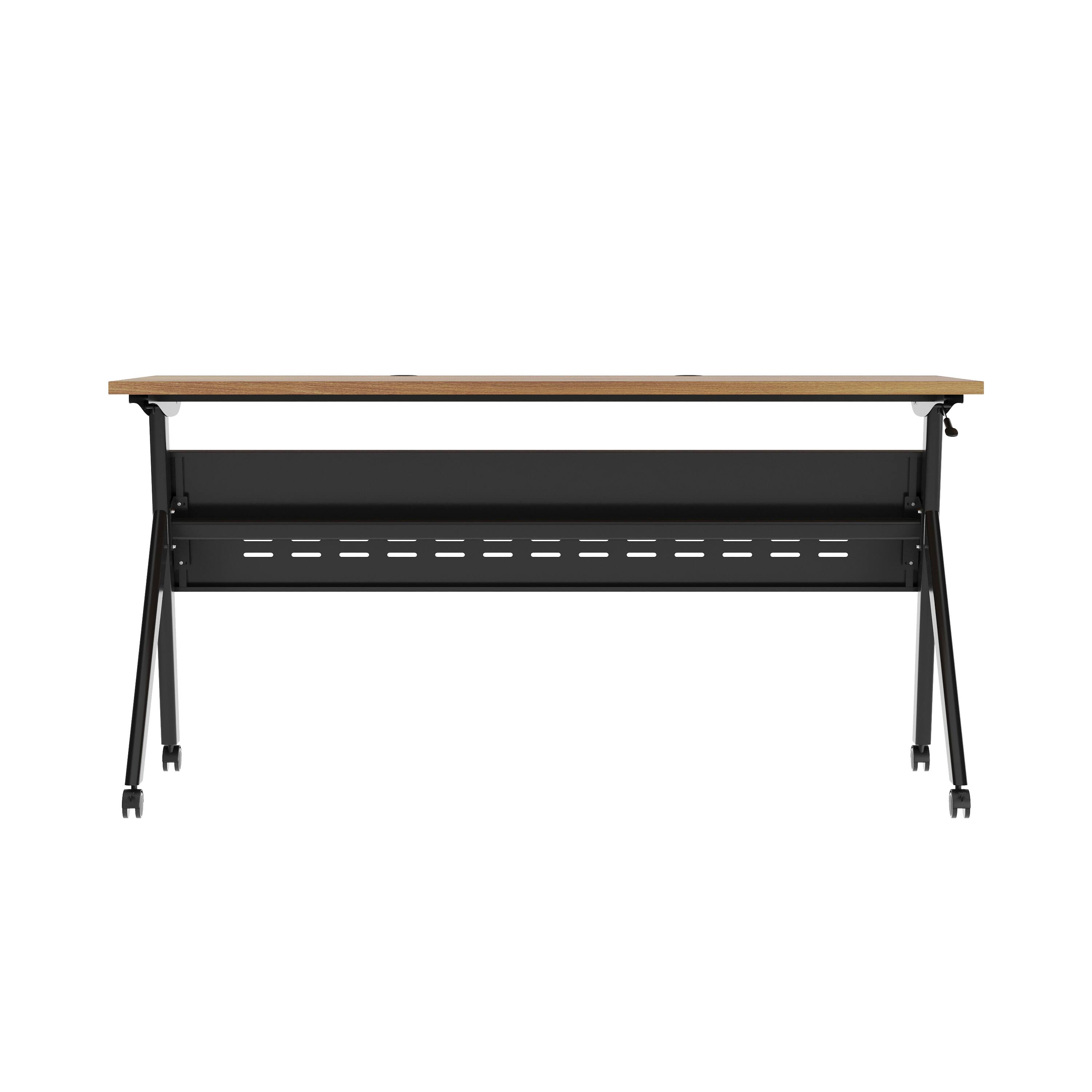 Alt View 7. Emma + Oliver - Griffin Heavy-Duty Flip Top Training Table with Nesting Design, Privacy Panel, Y-Legs, Tabletop, Metal Frame - Walnut Top/Black Frame.