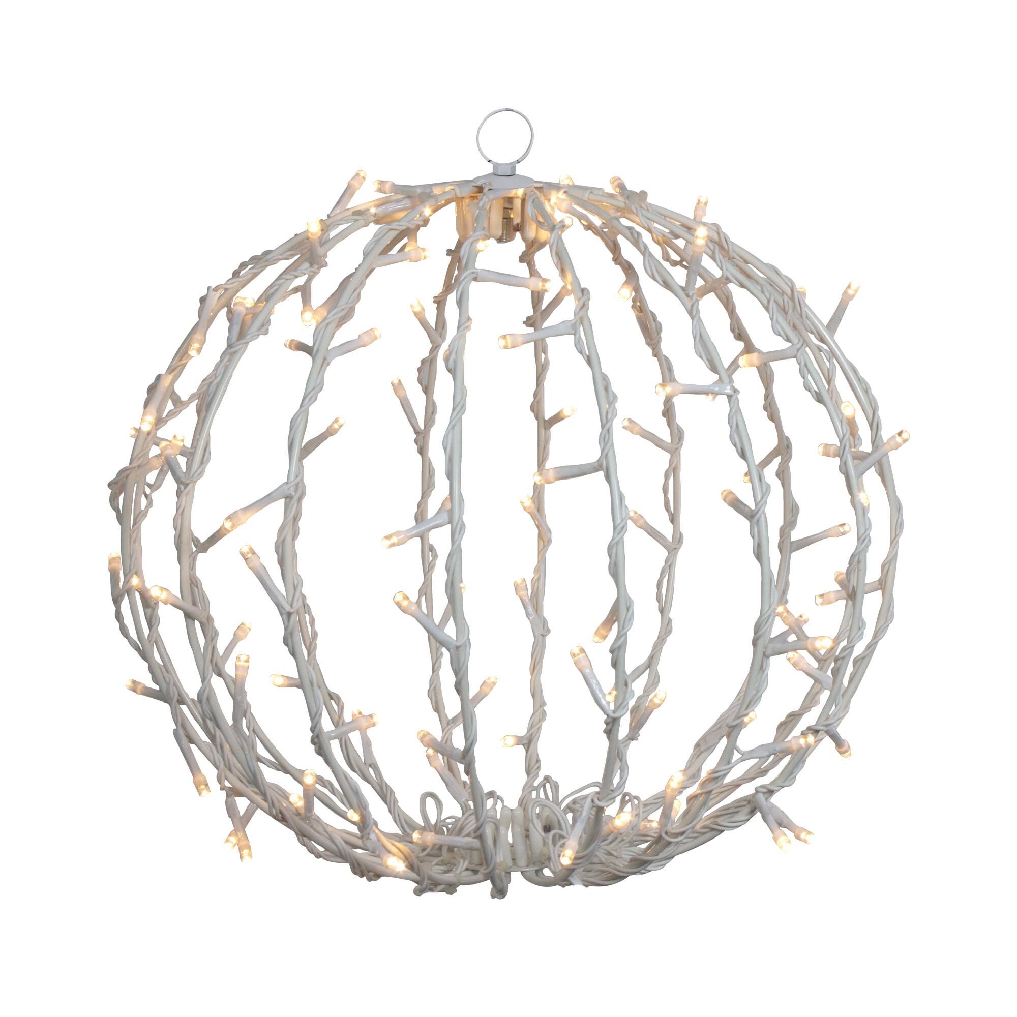 Alt View 1. Northlight - LED Lighted 3D Hanging Sphere Christmas Decoration – Warm White - 13" - White.