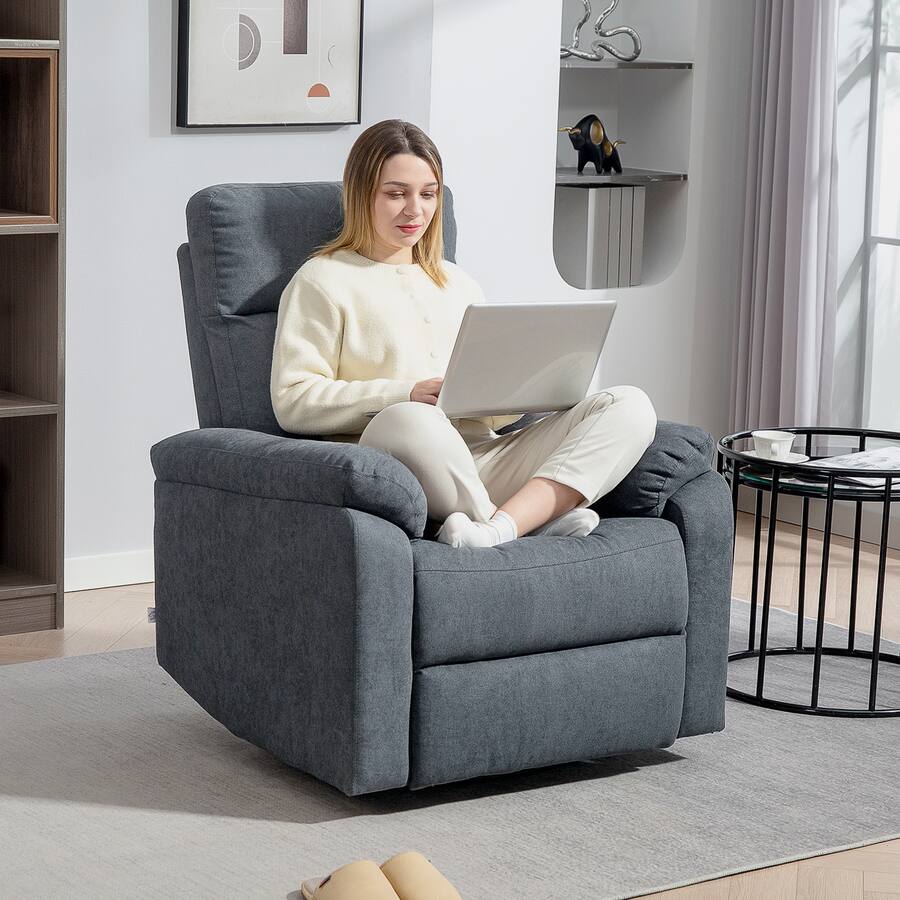 Homcom Modern Swivel Rocker: Glider Recliner w/Pocket Spring & Footrest ...
