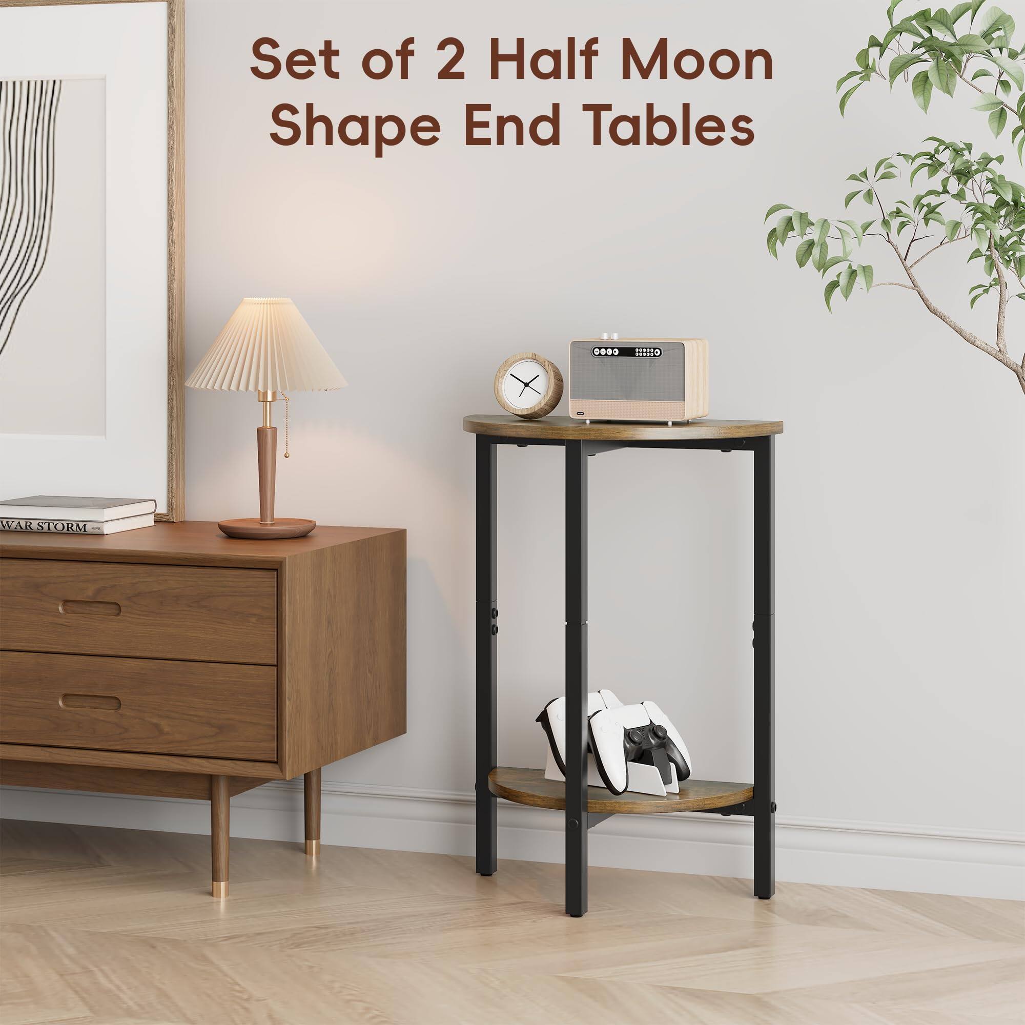 Set of 2 Half Moon Shape End Tables