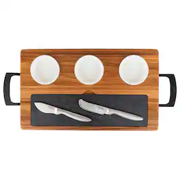 Viking - 7-piece Acacia Wood Slate Cheese Board-Charcuterie Set - Multicolor