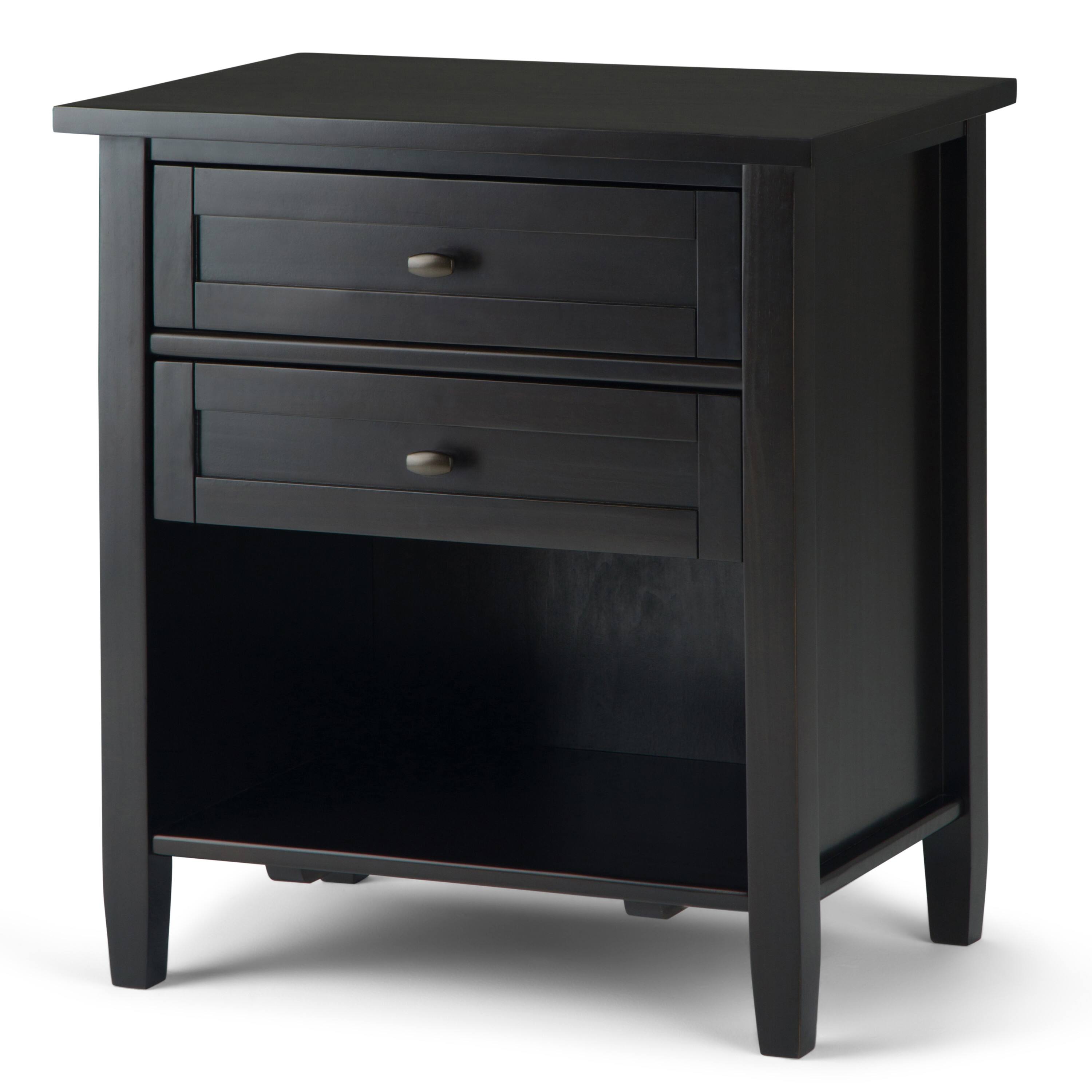 Angle. Simpli Home - Warm shaker solid wood 24 inch wide transitional bedside nightstand table - Hickory Brown.