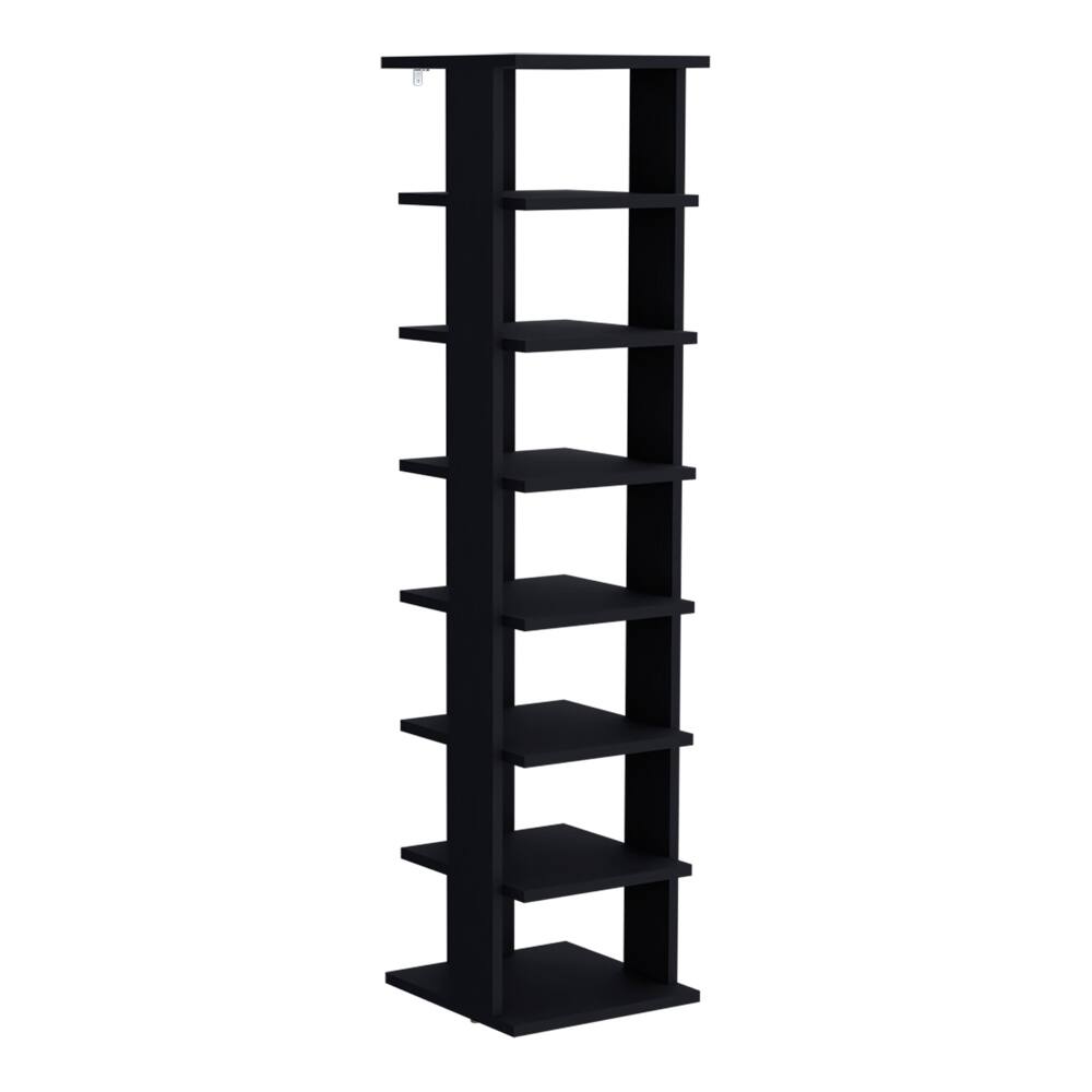 Angle. Loheer - Loheer 8-Tier Vertical Shoe Rack Narrow Shoe Tower for Small Spaces 48.7 Inches Tall Black - Black.
