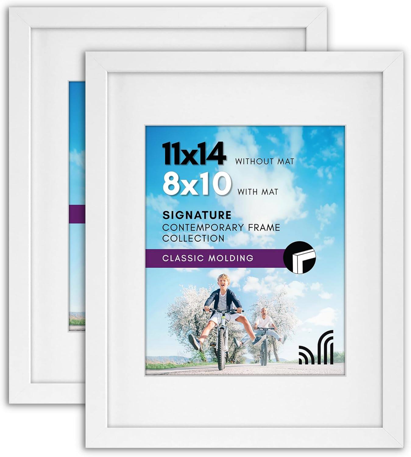 blue 4 Piece 8x10 Black Picture Frame Set Displays 5x7 With Mat and ...