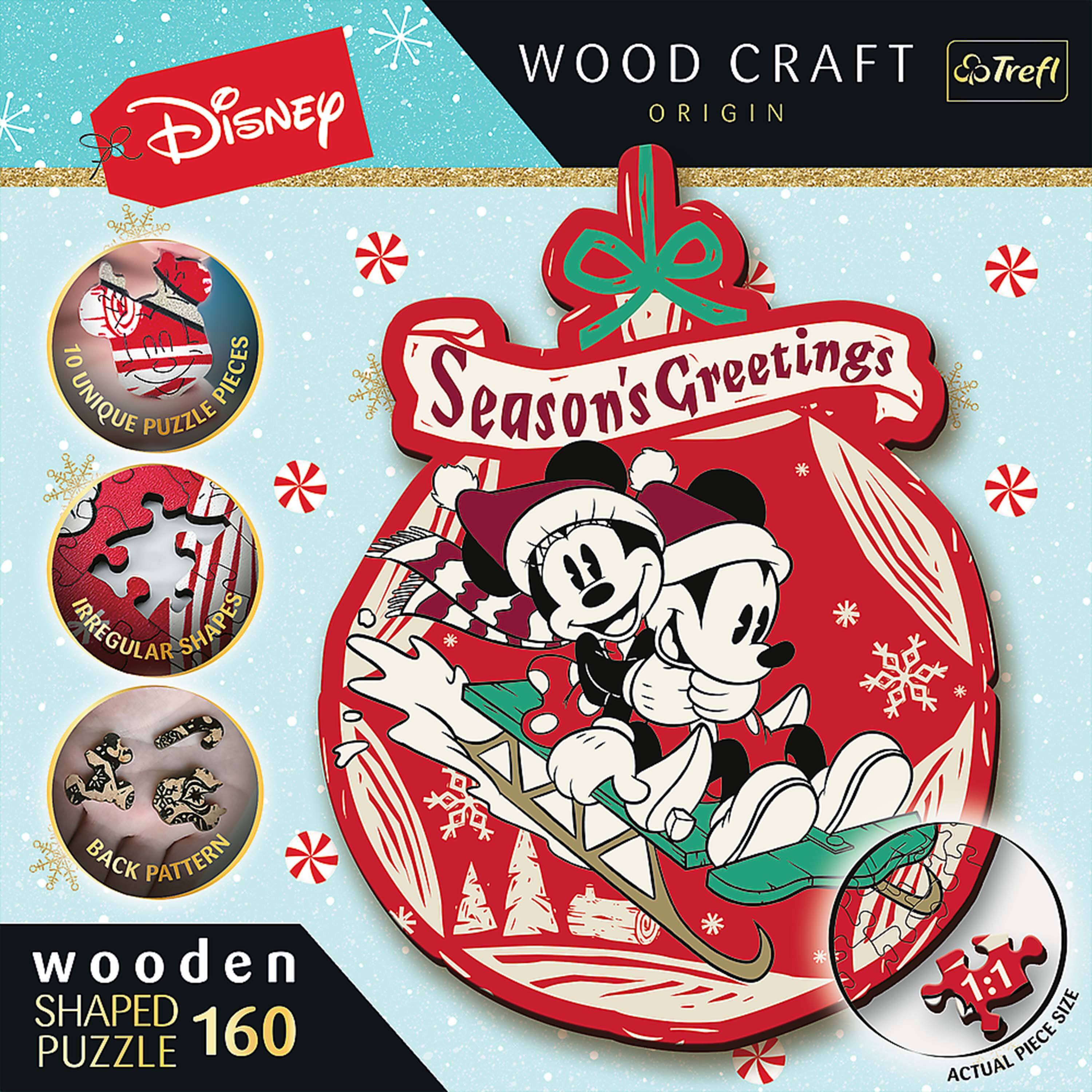 WOOD CRAFT Trefl Disney ORIGIN 10 A UNIQUE PUZZLE PIECES Seasons Greetings IRREGULAR SHAPES
BACK PATTERN wooden SHAPED PUZZLE 160
ACTUAL PIECE SIZE