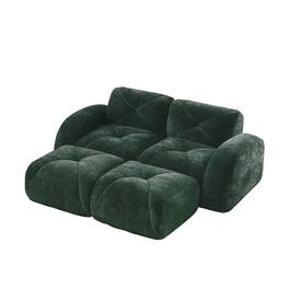 Boyel Living - 110 Inch Boneless Modular Sectional Sofa Velvet Tufted 32D Foam No Assembly Anti Slip For Study Home Theater - Green