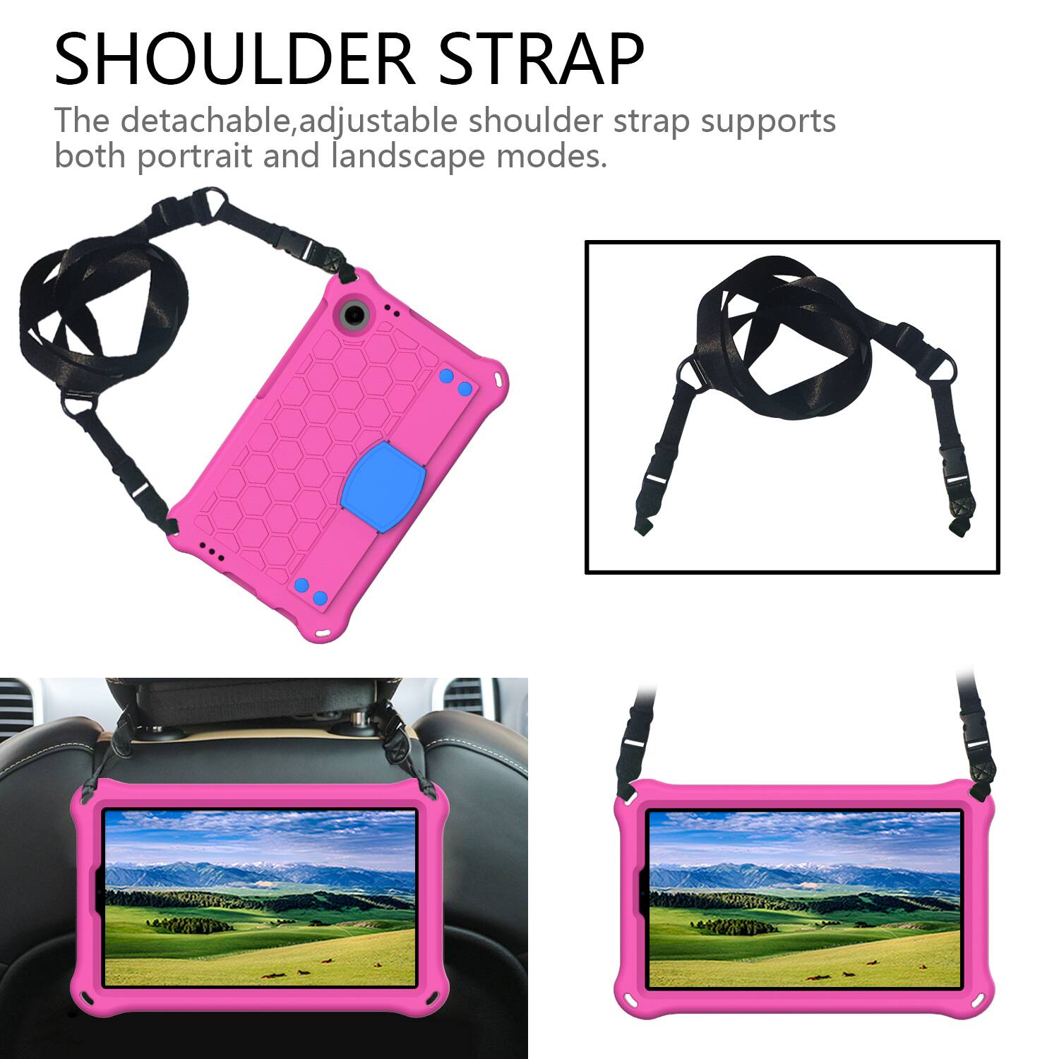 SHOULDER STRAP

The detachable, adjustable shoulder strap supports both portrait and landscape modes.