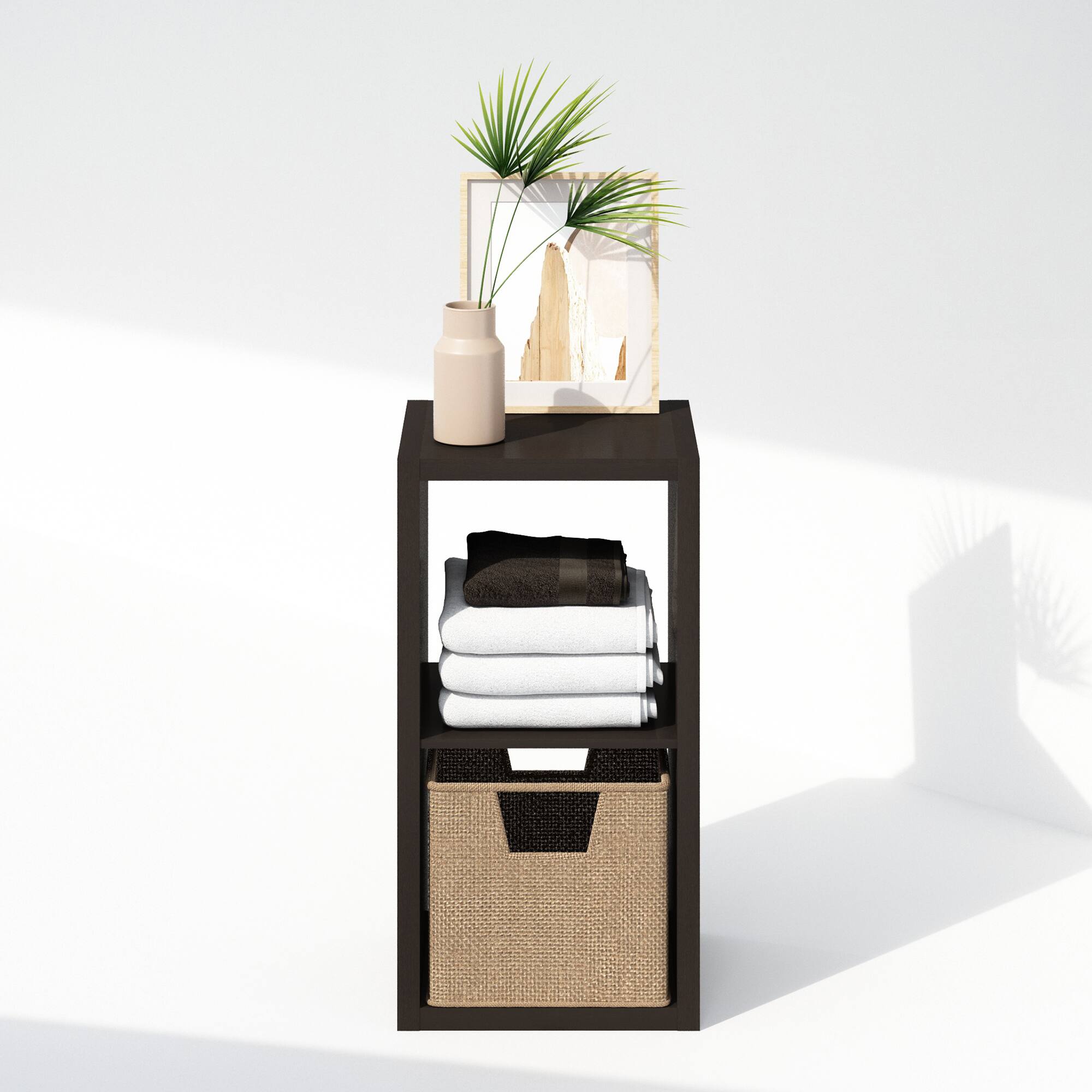 Alt View 4. Furinno - Cubic Open Back Multipurpose Clothing & Closet Storage Organizer Shelf, 2-Cube - Dark Oak.