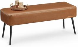 Songmics Home - Ottoman Bench – Caramel Synthetic Leather with Stitching - Brown