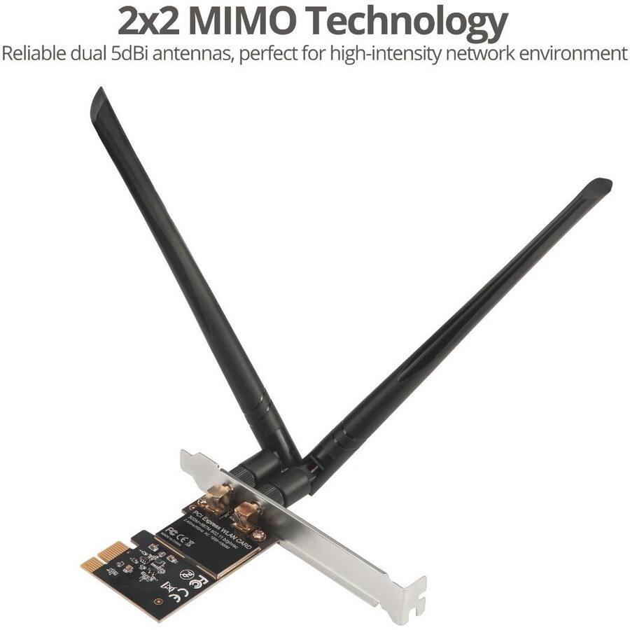2x2 MIMO Technology  
Reliable dual 5dBi antennas, perfect for high-intensity network environment