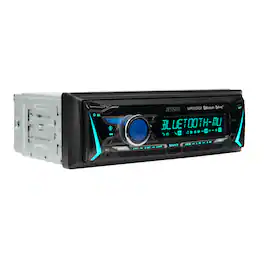 Jensen - Single DIN Car Stereo Radio Receiver | 12-Character LCD | RGB Custom Colors | Bluetooth | USB | AM/FM | Voice Assistant - Black
