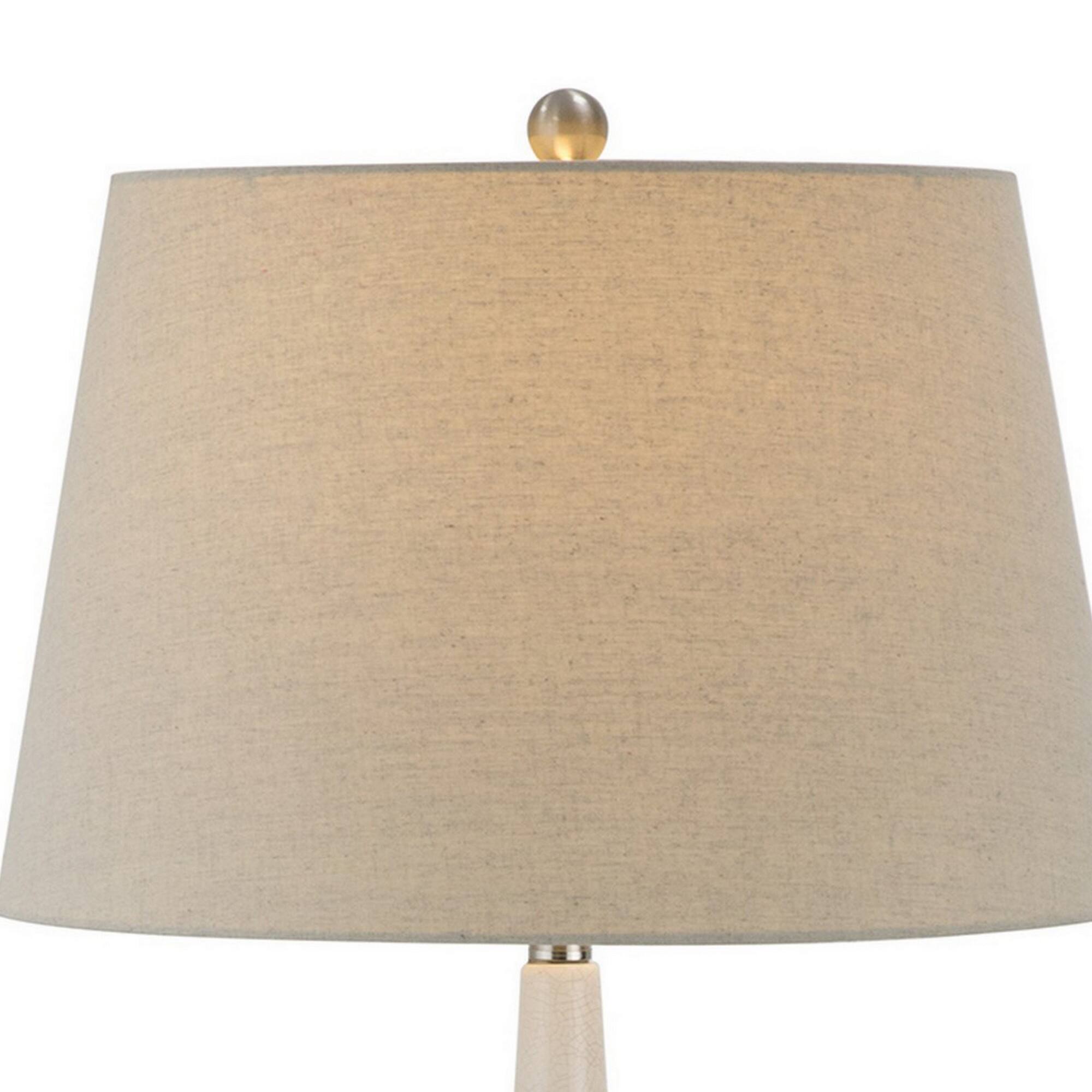 Left. Manhattan Lane - 32 Inch Table Lamp, Empire Shade, Ceramic Stand - White.