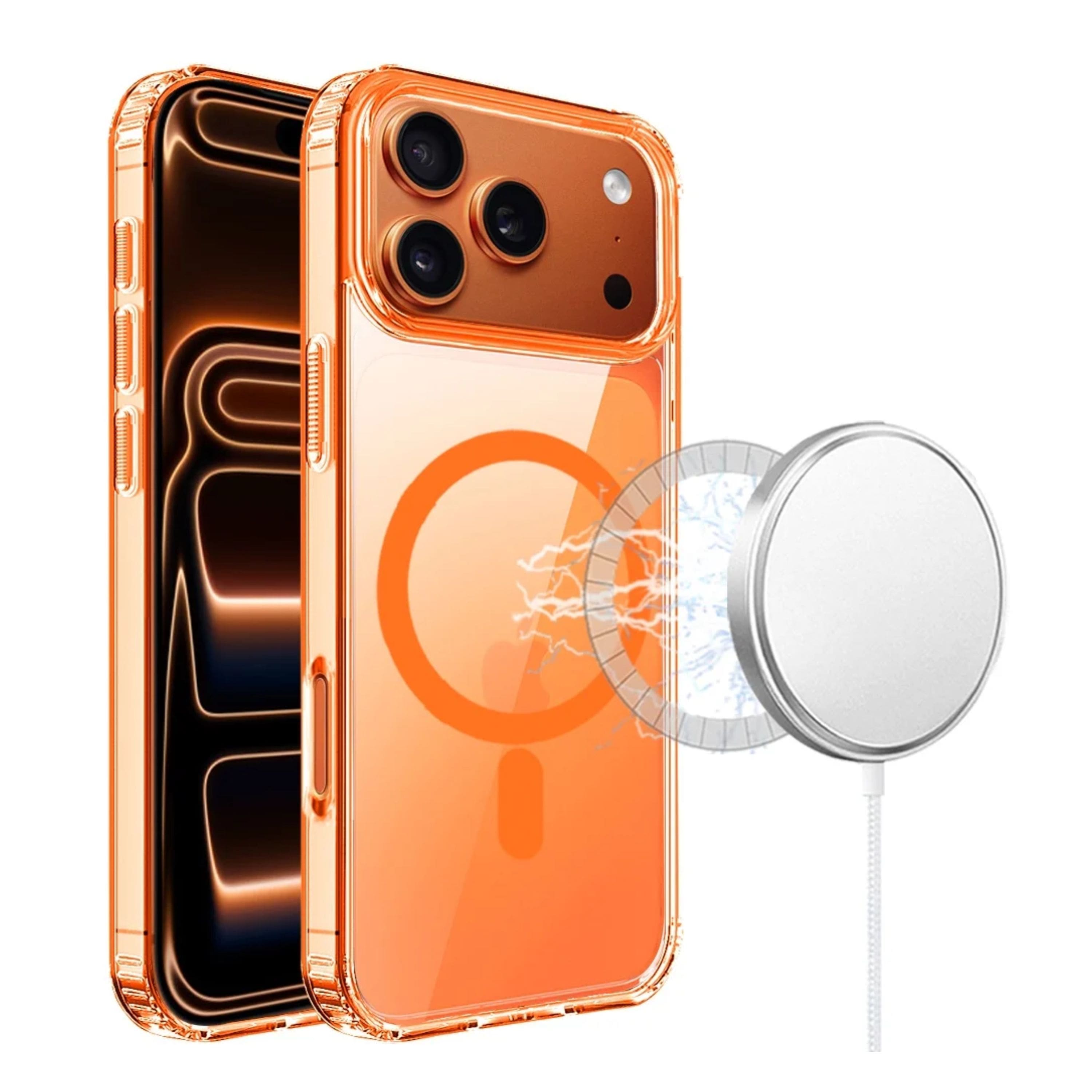 Kitcheniva - Transparent Magnetic Circle Phone Case With Tempered Glass For iPhone 17 Pro - Cosmic Orange price history on PriceWatchPro