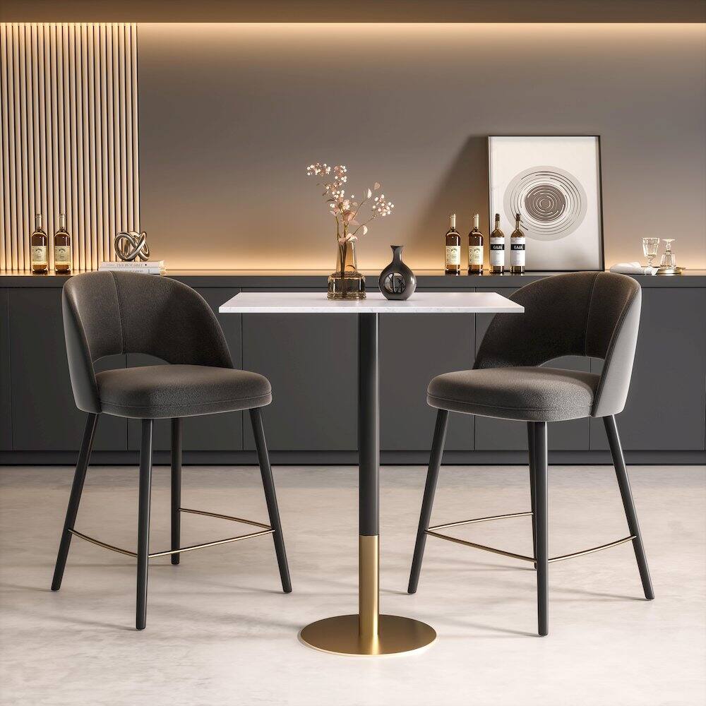 Alt View 3. Elegant Decor - Ronan 31.5 Inch Pub Table In White - White And Gold.